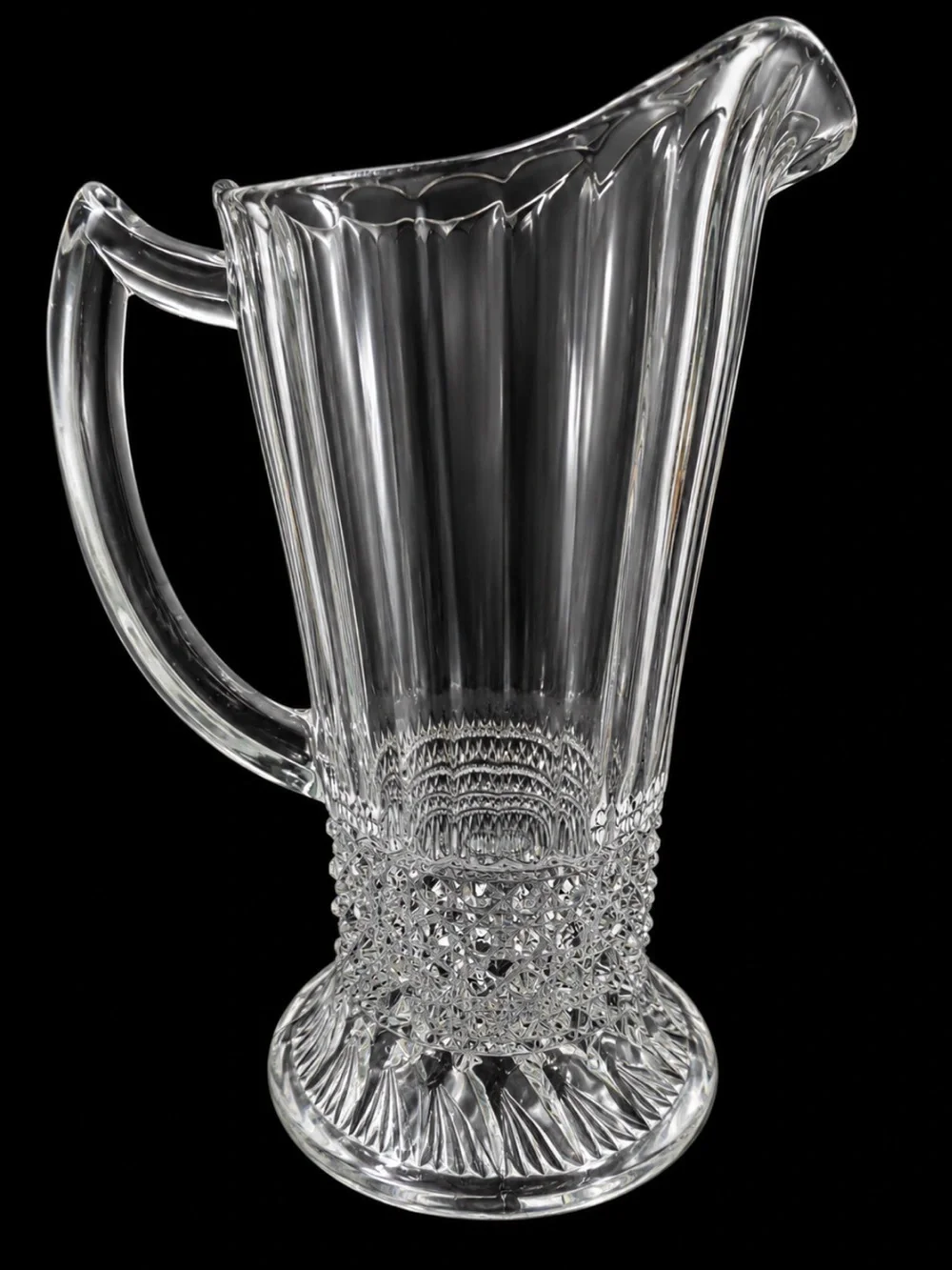 Imperial Glass Flute and Cane Pitcher